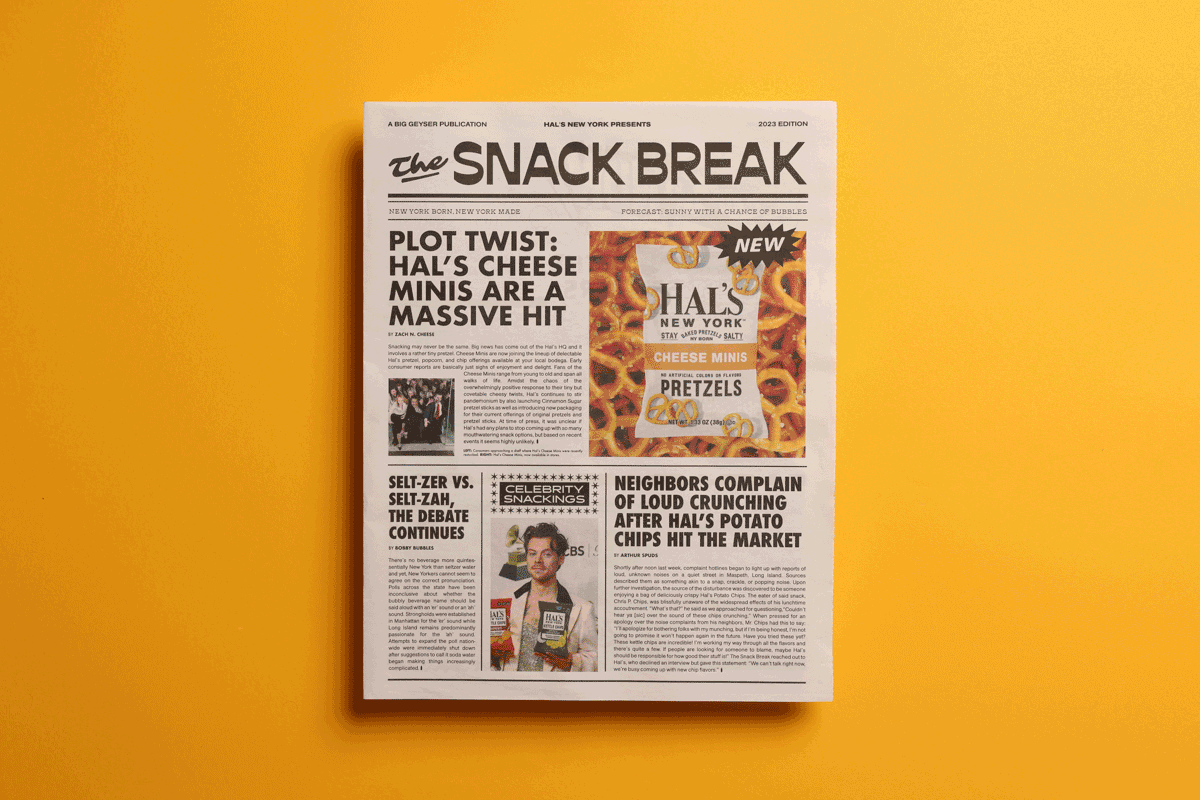 Hal's New York trade show newspaper branding. Printed by Newspaper Club.