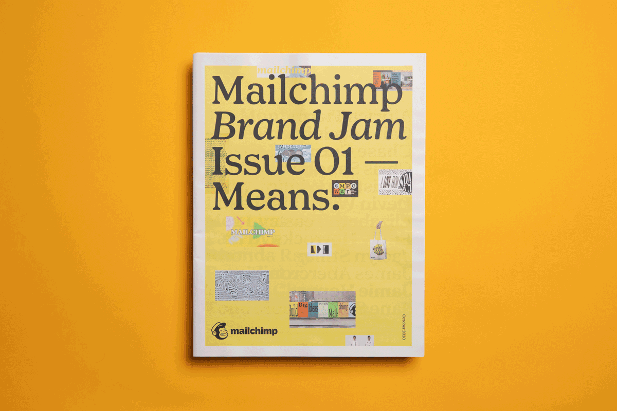 Animated gif flipping through Mailchimp newspaper
