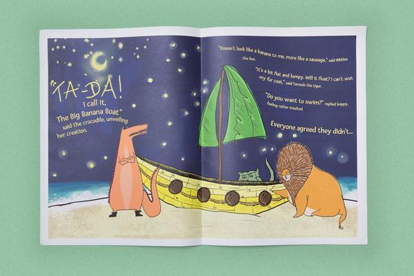 The Big Banana Boat illustrated newspaper for Desmond and Dempsey children's pyjamas