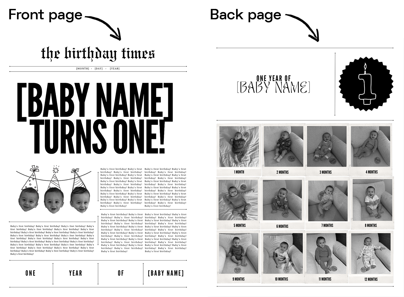 Free Canva template for baby newspaper