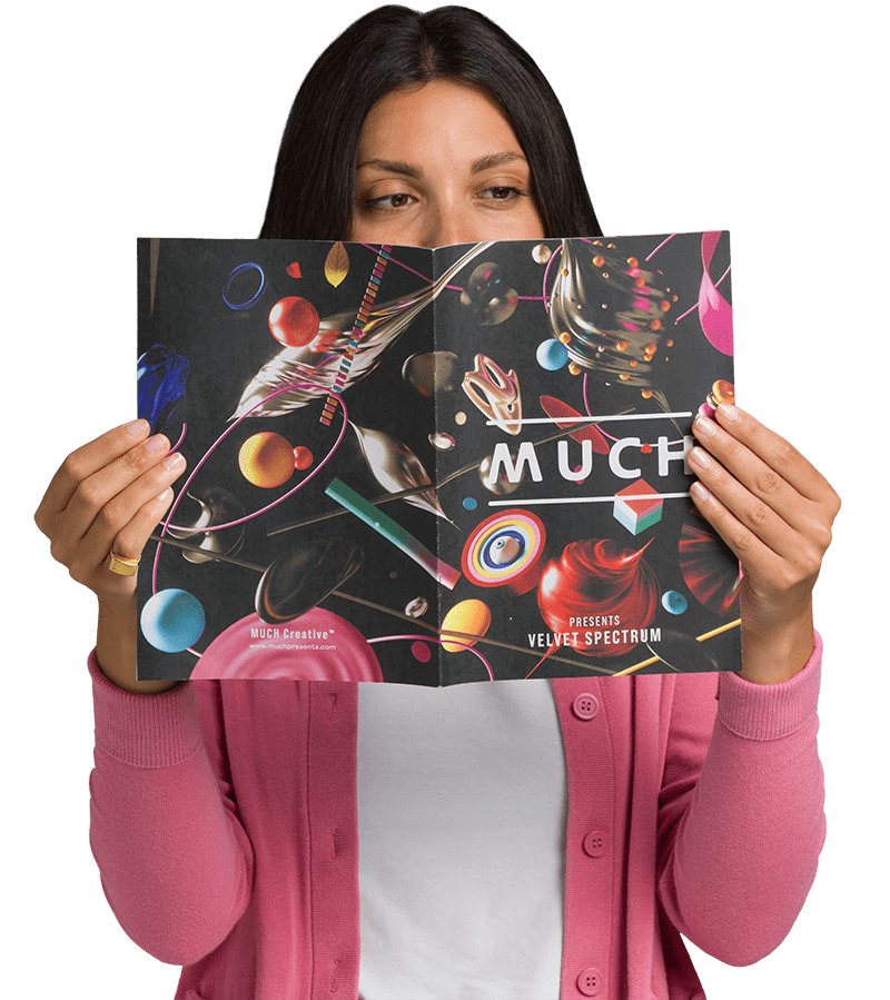 Lady reading mini newspaper