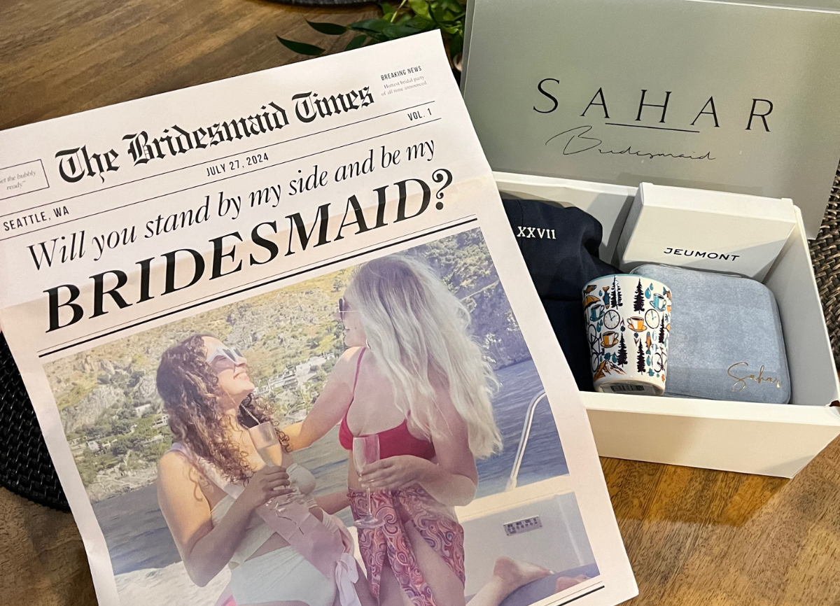 Bridesmaids proposal newspaper by Newspaper Club