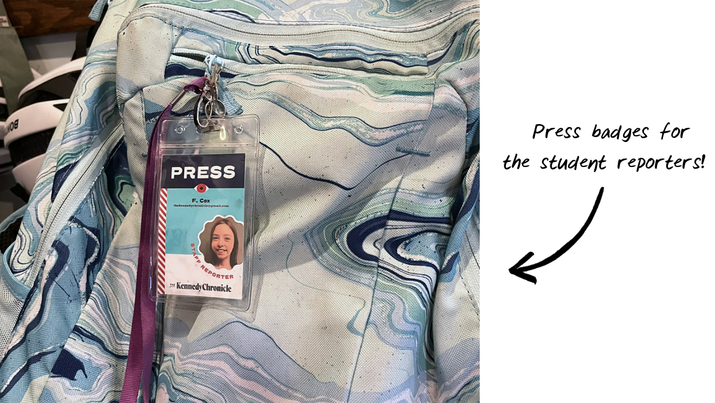 Press badges for The Kennedy Chronicle