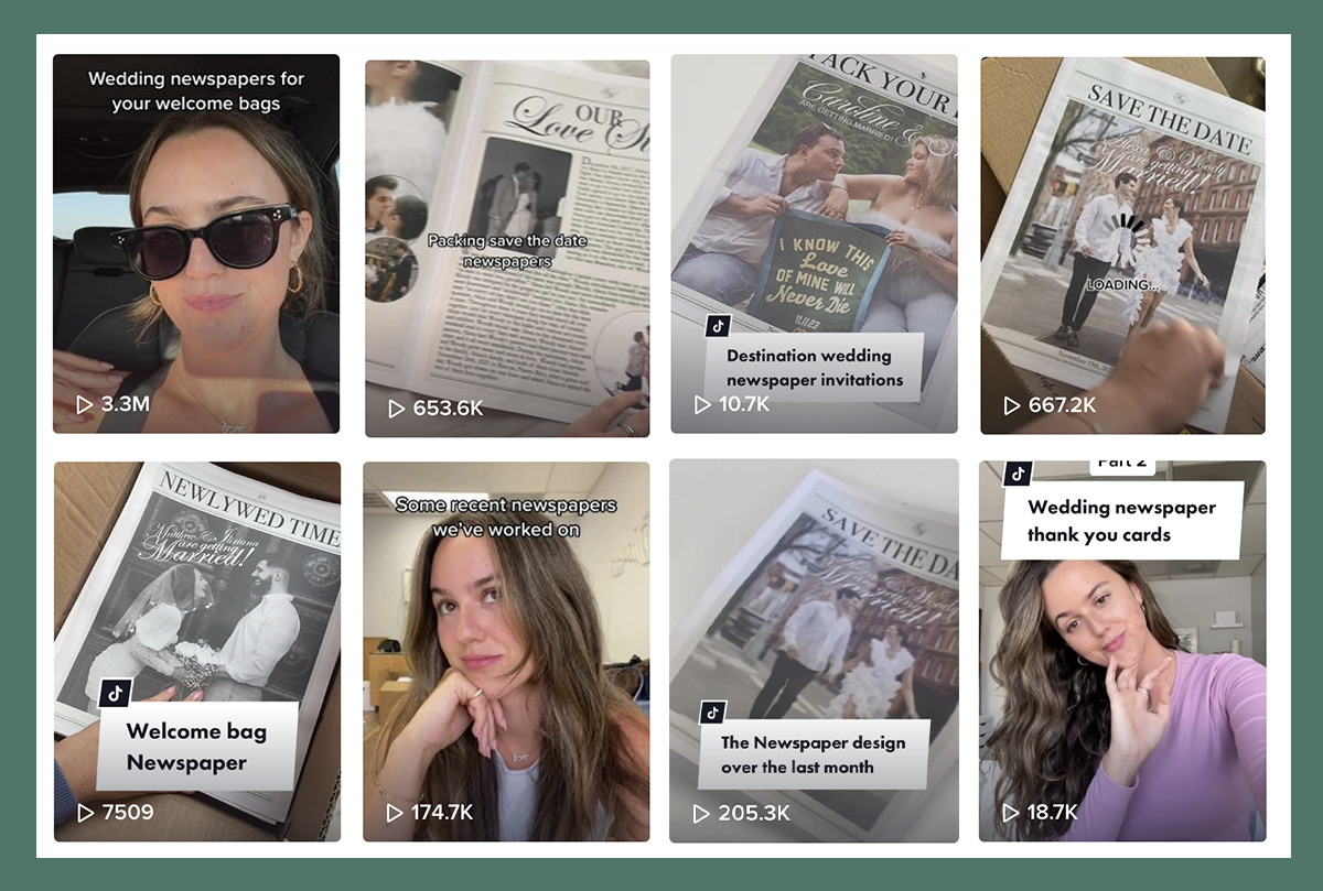 Wedding newspaper save the dates invitations TikTok inspiration